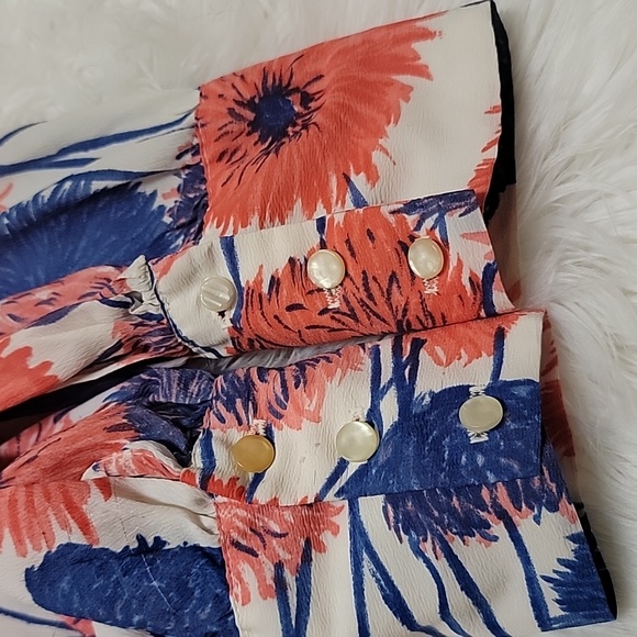 VTG | Bright Coral Floral Print Blouse - Picture 9 of 9